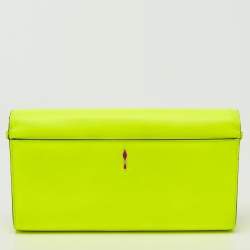 Christian Louboutin Neon Green Matte Leather Riviera Chain Clutch