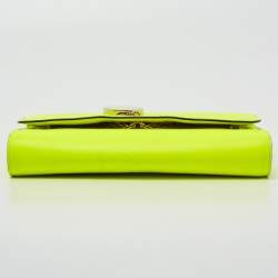 Christian Louboutin Neon Green Matte Leather Riviera Chain Clutch