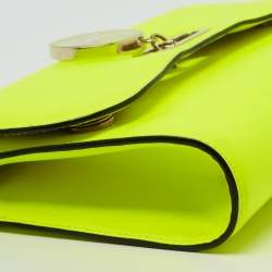 Christian Louboutin Neon Green Matte Leather Riviera Chain Clutch
