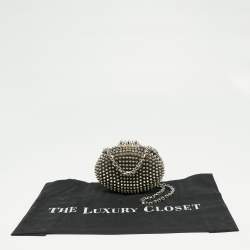 Christian Louboutin Black Leather Spike Mina Chain Clutch