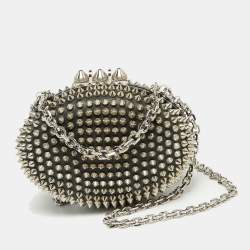 Christian Louboutin Black Leather Spike Mina Chain Clutch