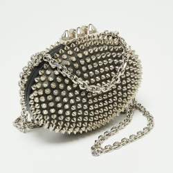 Christian Louboutin Black Leather Spike Mina Chain Clutch