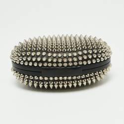 Christian Louboutin Black Leather Spike Mina Chain Clutch