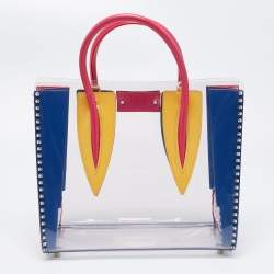 Pre Owned Christian Louboutin Multicolor/Clear PVC and Leather Medium Paloma Tote