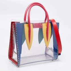 Pre Owned Christian Louboutin Multicolor/Clear PVC and Leather Medium Paloma Tote