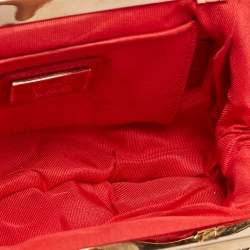 Pre Owned Christian Louboutin Black/Beige Lace and Satin Loubi Lula Chain Clutch