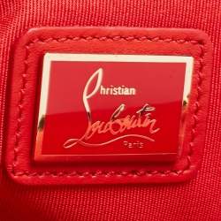Pre Owned Christian Louboutin Black/Beige Lace and Satin Loubi Lula Chain Clutch