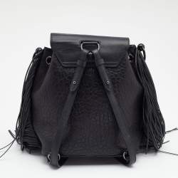 Christian Louboutin Black Pebbled Leather Fringe Lucky L Backpack
