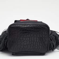Christian Louboutin Black Pebbled Leather Fringe Lucky L Backpack
