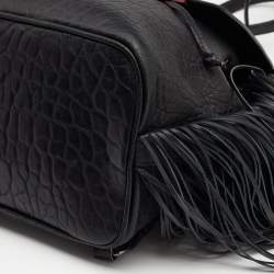 Christian Louboutin Black Pebbled Leather Fringe Lucky L Backpack