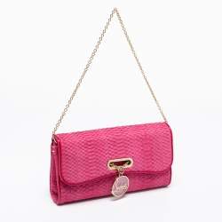 Christian Louboutin Grenadine Snakeskin and Patent Leather Riviera Chain Clutch