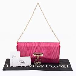 Christian Louboutin Grenadine Snakeskin and Patent Leather Riviera Chain Clutch