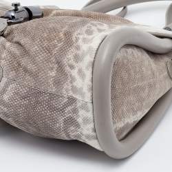 Christian Louboutin Grey Karung and Leather Top Handle Bag