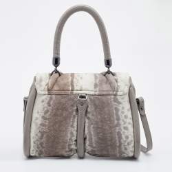 Christian Louboutin Grey Karung and Leather Top Handle Bag