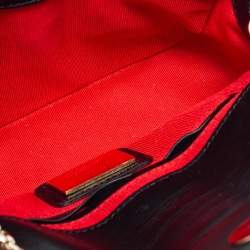 مملوكة مسبقًا حقيبة كتف كريستيان لوبوتان سويت شاريتي جلد وقطيفة ذهبي/أسود 