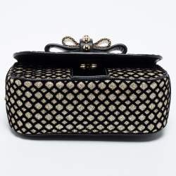 مملوكة مسبقًا حقيبة كتف كريستيان لوبوتان سويت شاريتي جلد وقطيفة ذهبي/أسود 