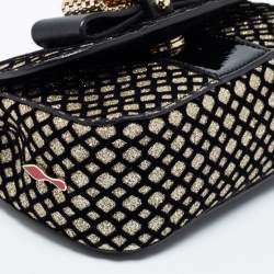 مملوكة مسبقًا حقيبة كتف كريستيان لوبوتان سويت شاريتي جلد وقطيفة ذهبي/أسود 