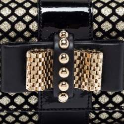 مملوكة مسبقًا حقيبة كتف كريستيان لوبوتان سويت شاريتي جلد وقطيفة ذهبي/أسود 