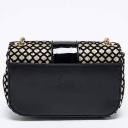 مملوكة مسبقًا حقيبة كتف كريستيان لوبوتان سويت شاريتي جلد وقطيفة ذهبي/أسود 