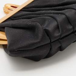 Christian Louboutin Black Satin Loubinight Frame Clutch