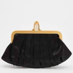 Christian Louboutin Black Satin Loubinight Frame Clutch