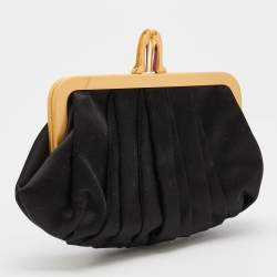 Christian Louboutin Black Satin Loubinight Frame Clutch