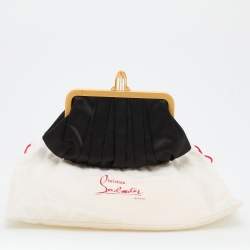 Christian Louboutin Black Satin Loubinight Frame Clutch