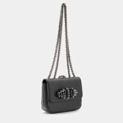مملوكة مسبقًا Christian Louboutin Black Leather Sweet Charity Loubi Bow Shoulder Bag
