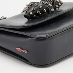 مملوكة مسبقًا Christian Louboutin Black Leather Sweet Charity Loubi Bow Shoulder Bag