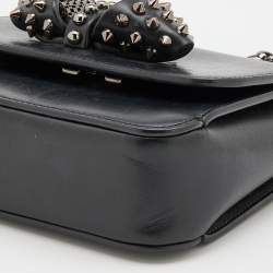 مملوكة مسبقًا Christian Louboutin Black Leather Sweet Charity Loubi Bow Shoulder Bag