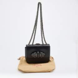 مملوكة مسبقًا Christian Louboutin Black Leather Sweet Charity Loubi Bow Shoulder Bag