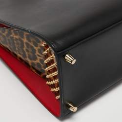 Christian Louboutin Black/Red Leopard Print Patent and Leather Paloma Tote