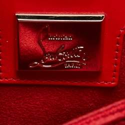 Christian Louboutin Black/Red Leopard Print Patent and Leather Paloma Tote