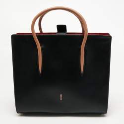 Christian Louboutin Black/Red Leopard Print Patent and Leather Paloma Tote