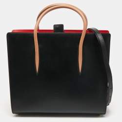 Christian Louboutin Black/Red Leopard Print Patent and Leather Paloma Tote