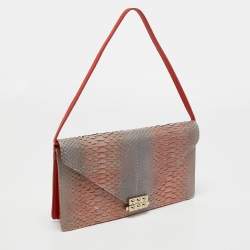 Christian Louboutin Ombre Orange Python Envelope Clutch