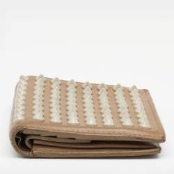 Christian Louboutin Beige Leather Spiked Bifold Wallet