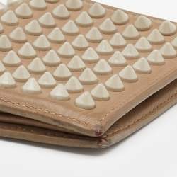 Christian Louboutin Beige Leather Spiked Bifold Wallet