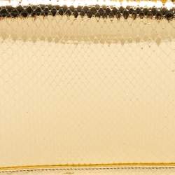 Pre Owned Christian Louboutin Gold Snakeskin Artemis Spiked Shoulder Bag