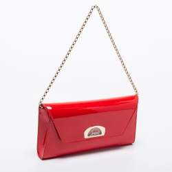 Christian Louboutin Red Patent Leather Vero Dodat Chain Clutch 