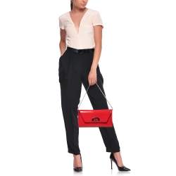 Christian Louboutin Red Patent Leather Vero Dodat Chain Clutch 