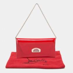 Christian Louboutin Red Patent Leather Vero Dodat Chain Clutch 