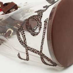 Christian Louboutin White/Brown PVC and Leather Marie Jane Bucket Bag
