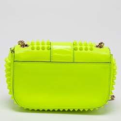 مملوكة مسبقًا Christian Louboutin Neon Yellow Leather Mini Spiked Sweet Charity Crossbody Bag