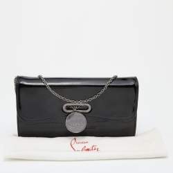 Christian Louboutin Black Patent Leather Riviera Flap Clutch