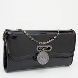 Christian Louboutin Black Patent Leather Riviera Flap Clutch