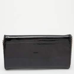 Christian Louboutin Black Patent Leather Riviera Flap Clutch