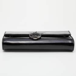 Christian Louboutin Black Patent Leather Riviera Flap Clutch