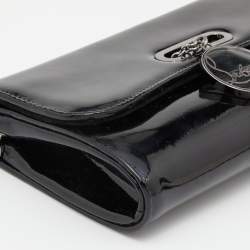 Christian Louboutin Black Patent Leather Riviera Flap Clutch