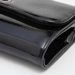 Christian Louboutin Black Patent Leather Riviera Flap Clutch